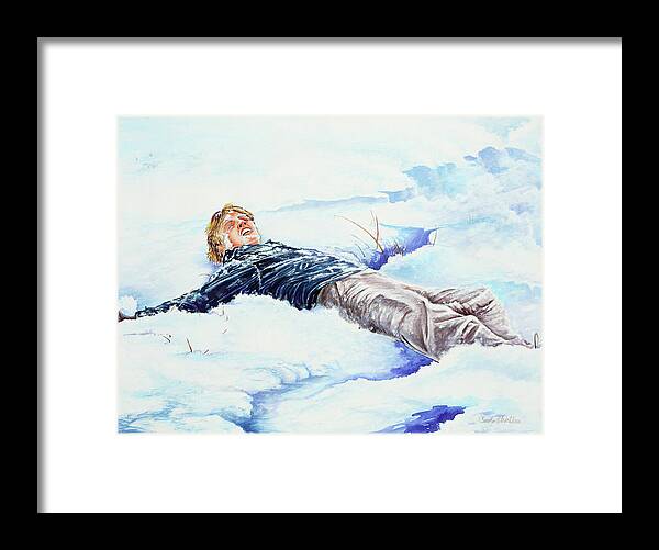 Snow Framed Print featuring the painting Snowball War by Carolyn Coffey Wallace