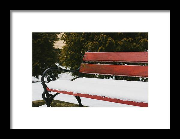 Bench Framed Print featuring the photograph Snowy Bench by Pati Photography