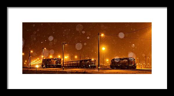 Night Framed Print featuring the photograph Snowy Night by Sylvia Thornton