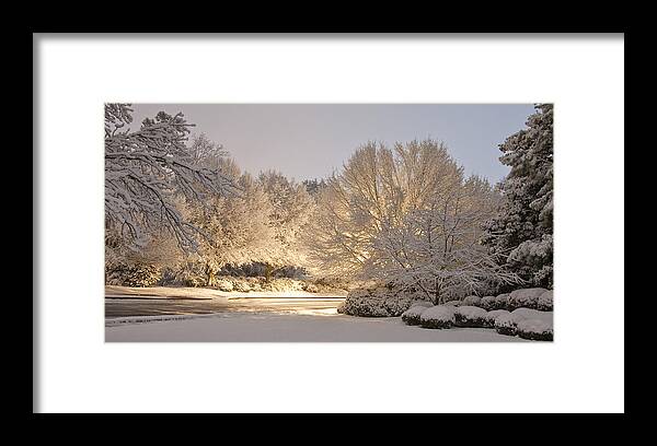 Cold Framed Print featuring the photograph Snowy Street at Night by Darryl Brooks