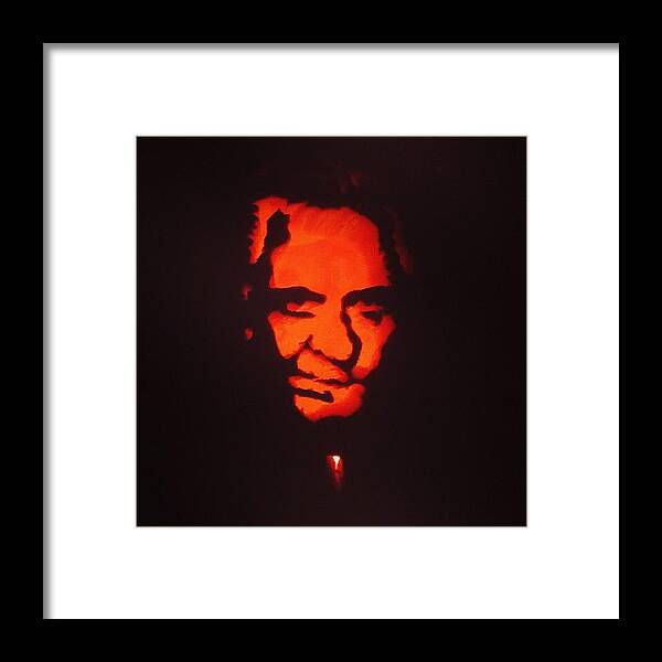  Framed Print featuring the photograph So Proud Of My Johnny Cash Pumpkin by Angela Davis