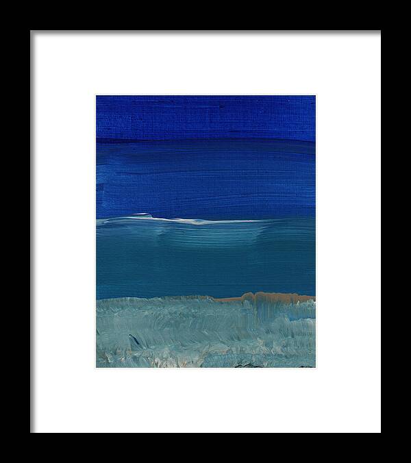Abstract Art Framed Print featuring the painting Soft Crashing Waves- Abstract Landscape by Linda Woods