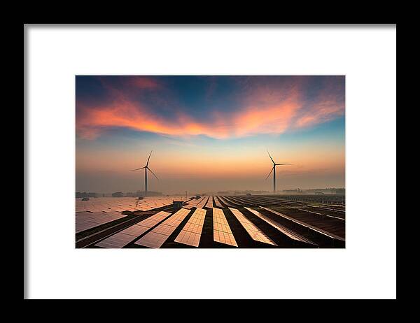 Environmental Conservation Framed Print featuring the photograph Solar power plant by Yangphoto