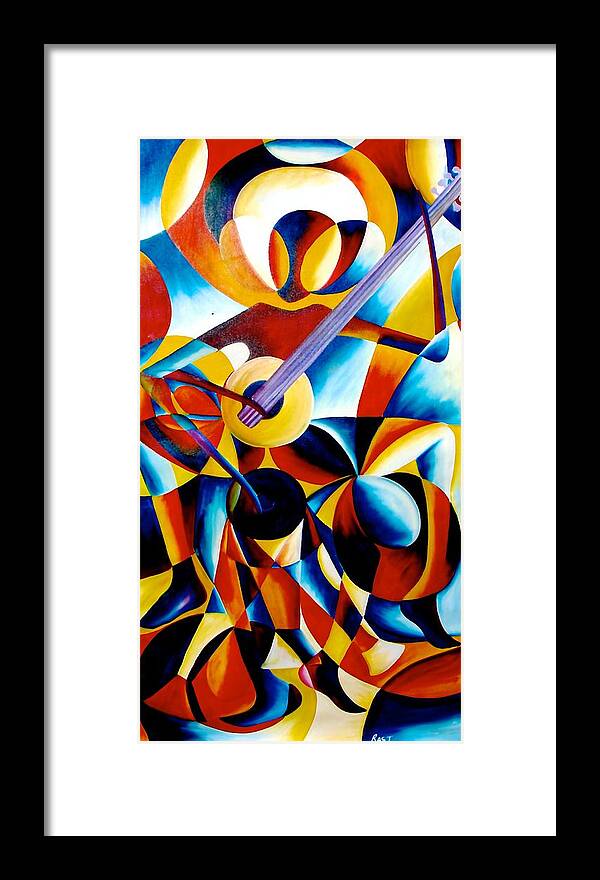 Ras T Framed Print featuring the painting Sole Musician by Ras T