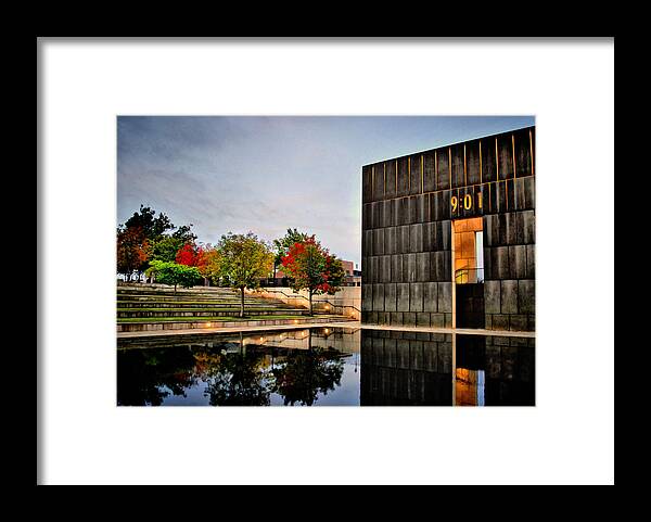 America Framed Print featuring the photograph Solemn Reflections - OKC Memorial by Gregory Ballos