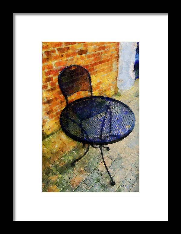 Chair Framed Print featuring the painting Solitary on the Sidewalk by RC DeWinter