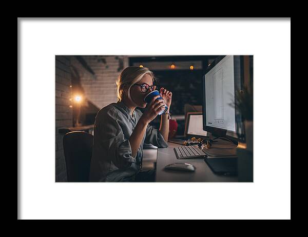 Working Framed Print featuring the photograph Some coffee for a late night shift by AleksandarNakic