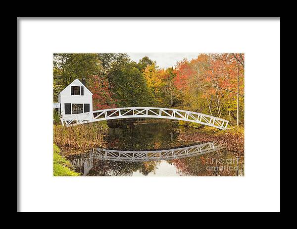 Footbridge Framed Print featuring the photograph Somesville Bridge in Autumn Mount Desert Island Maine by Ken Brown