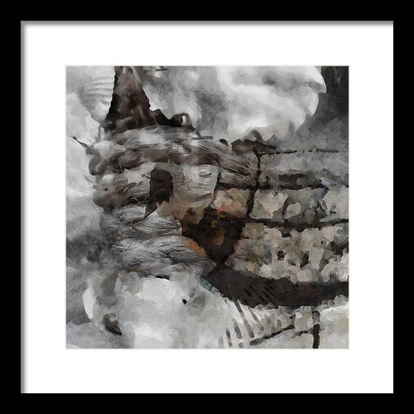 Something Greyscale Framed Print featuring the painting Something by Lutz Baar