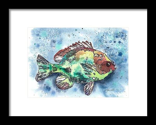 Fish Framed Print featuring the painting Something's Fishy by Barbara Jewell