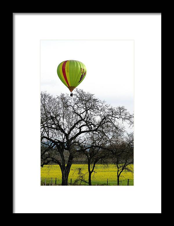 Springtime Framed Print featuring the photograph Sonoma Hot Air Balloon over Mustard Field by Sciandra 