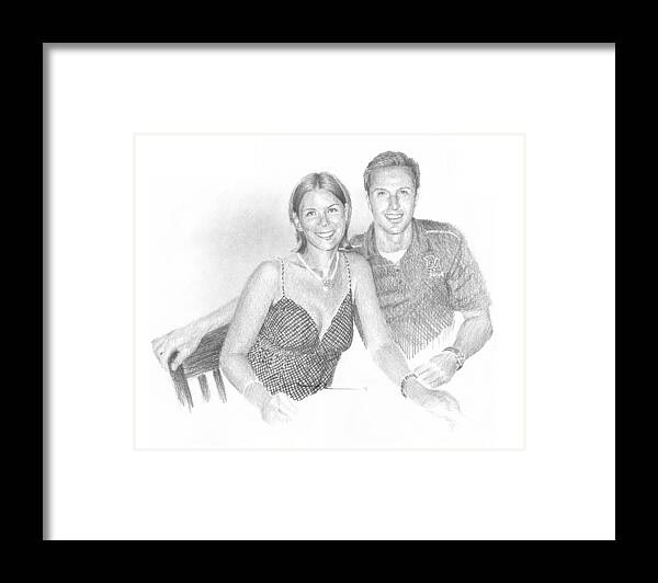 <a Href=http://miketheuer.com Target =_blank>www.miketheuer.com</a> Soon To Be Married Pencil Portrait Framed Print featuring the drawing Soon To Be Married Pencil Portrait by Mike Theuer