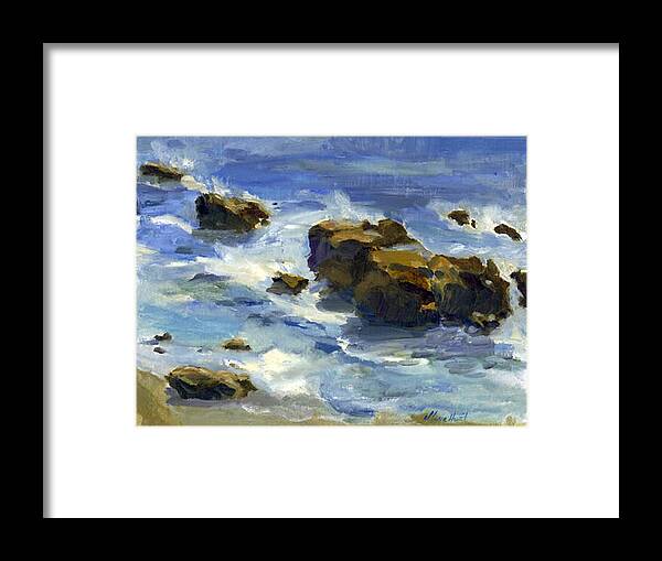 Waves Framed Print featuring the painting Soothed By The Sea... by Maria Hunt