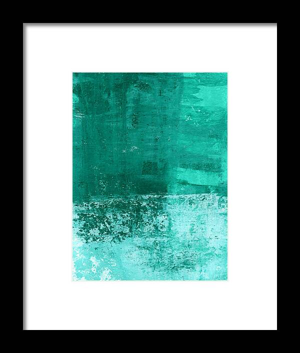 Abstract Art Framed Print featuring the painting Soothing Sea - Abstract painting by Linda Woods