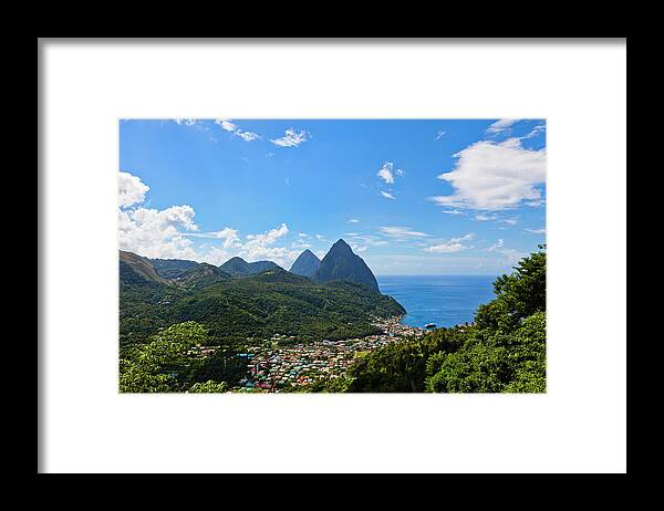 Scenics Framed Print featuring the photograph Soufrière And Pitons, St. Lucia by Flavio Vallenari