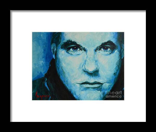 Portrait Framed Print featuring the painting Soulful Portrait Under Blue Light by Patricia Awapara
