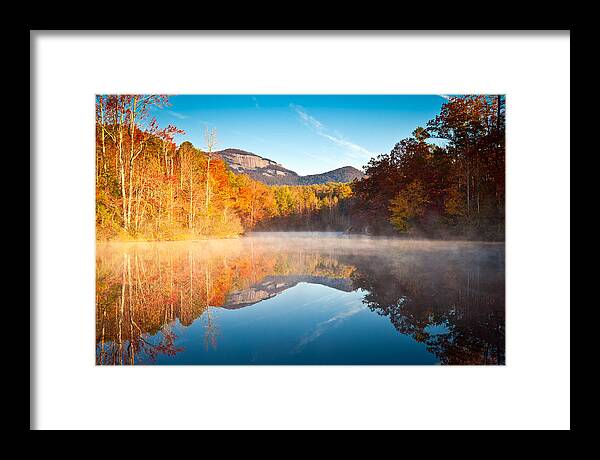 Table Rock Framed Print featuring the photograph South Carolina Table Rock State Park Autumn Sunrise - Balance by Dave Allen