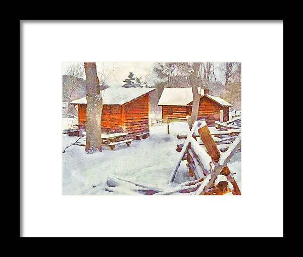 Snow Framed Print featuring the digital art South Park's Oliver Miller Homestead - Outbuildings by Digital Photographic Arts