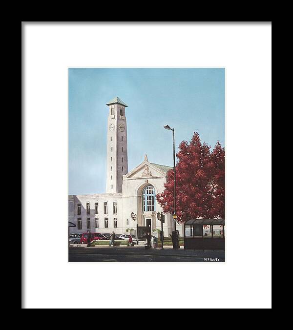 Southampton Framed Print featuring the painting Southampton Civic Center public building by Martin Davey