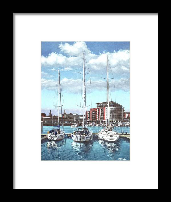 Southampton Framed Print featuring the painting Southampton Ocean Village marina by Martin Davey