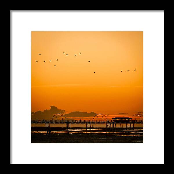 English Framed Print featuring the photograph Southport pier at sunset by Neil Alexander Photography