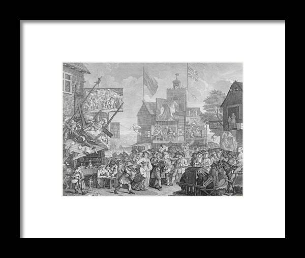 Southwark Fair Framed Print featuring the drawing Southwark Fair by William Hogarth