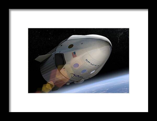 Crew Dragon Framed Print featuring the photograph Spacex's Crew Dragon In Orbit by Spacex/science Photo Library