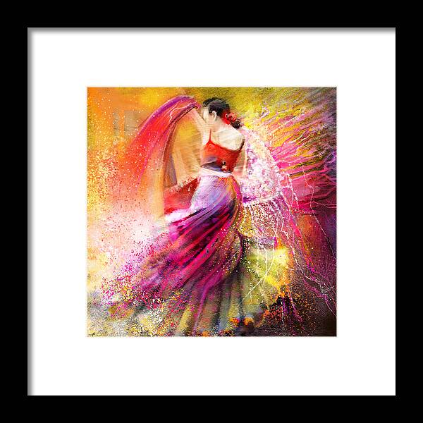 Flamenco Painting Framed Print featuring the painting Spain - Flamencoscape 12 by Miki De Goodaboom