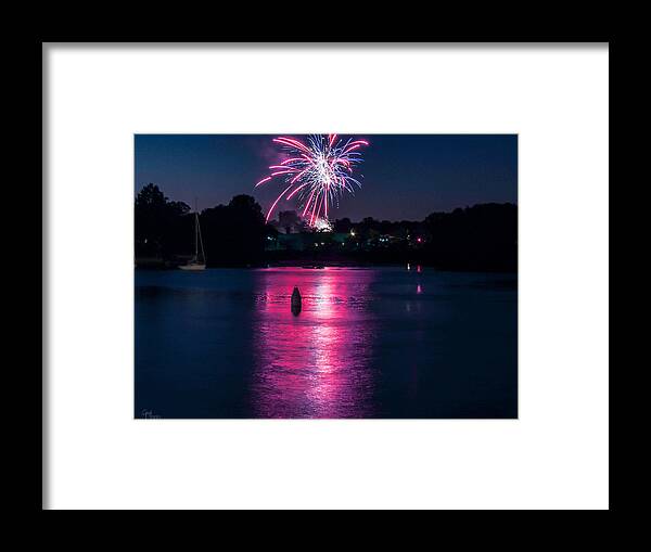 Fireworks Framed Print featuring the photograph Sparkling Marina by Glenn Feron