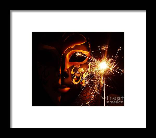 Venetian Framed Print featuring the photograph Sparklings of Venetian Mask by Amalia Suruceanu