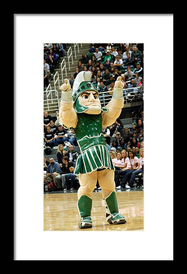 Michigan State University Framed Print featuring the photograph Sparty at Basketball Game by John McGraw