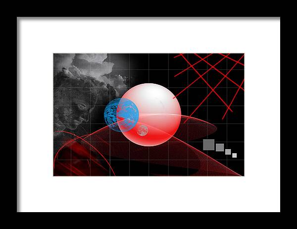 Digital Art Framed Print featuring the digital art Spatial geometry. by Angel Jesus De la Fuente