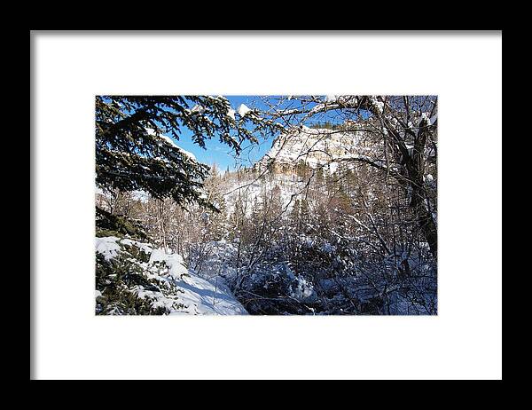 Dakota Framed Print featuring the photograph Spearfish Canyon in Snow by Greni Graph