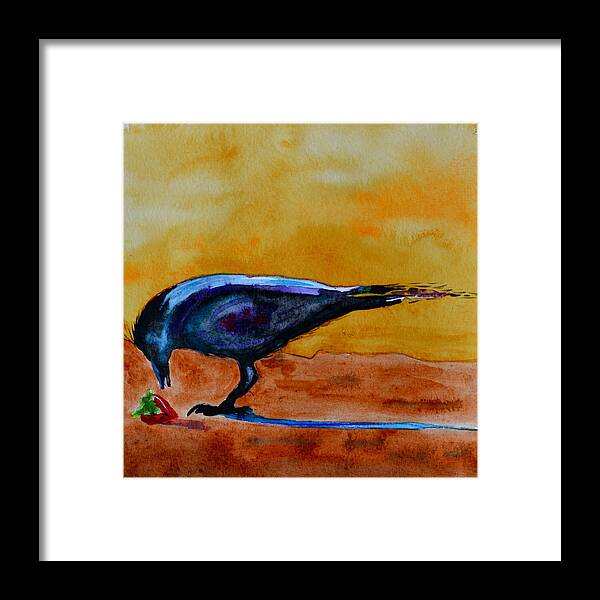 Crow Framed Print featuring the painting Special Treat by Beverley Harper Tinsley