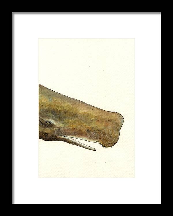 Sperm Framed Print featuring the painting Sperm whale first part by Juan Bosco