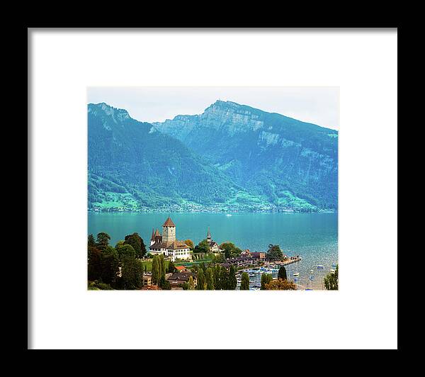 Built Structure Framed Print featuring the photograph Spiez With Lake Thun Switzerland by Nicolasmccomber