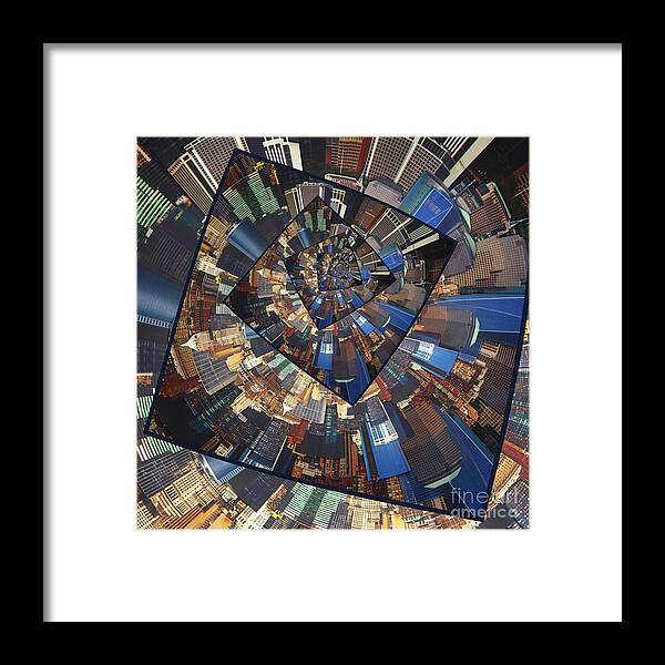 Graphic Design Framed Print featuring the photograph Spinning City Walls by Phil Perkins