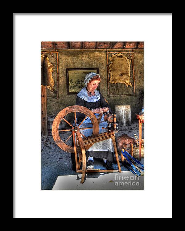 Historic Framed Print featuring the photograph Spinning Yarn by Kathy Baccari