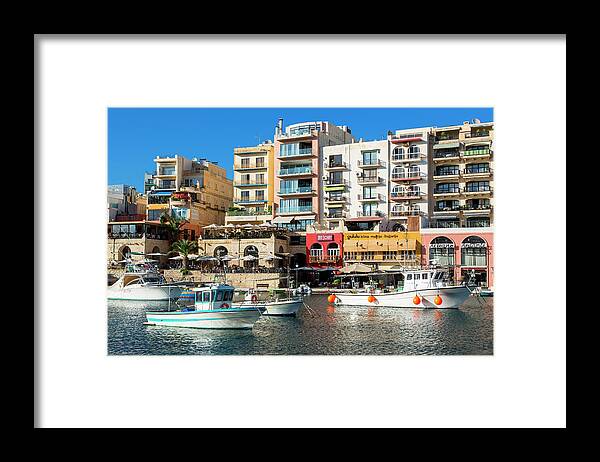 Tranquility Framed Print featuring the photograph Spinola Bay In St. Julian, Malta by Sylvain Sonnet