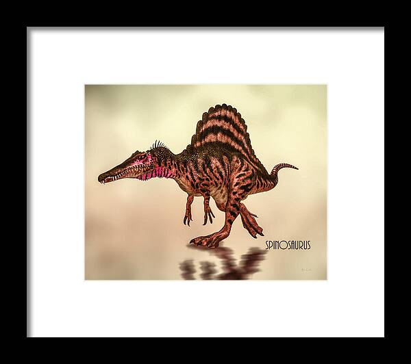 Spinosaurus Framed Print featuring the digital art Spinosaurus Dinosaur by Bob Orsillo