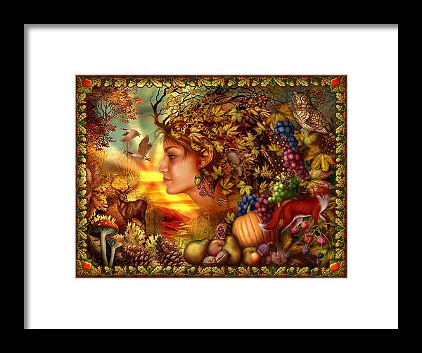 Fantasy Framed Print featuring the digital art Spirit of Autumn by MGL Meiklejohn Graphics Licensing
