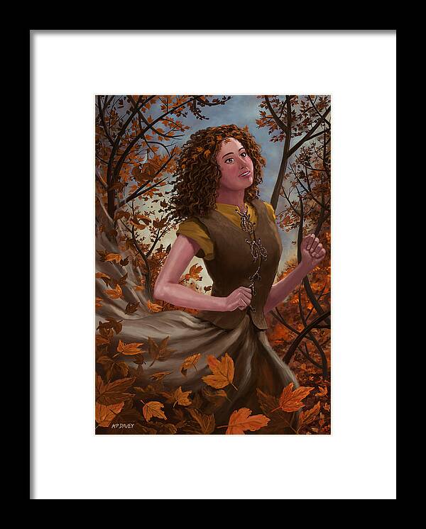 Autumn Framed Print featuring the painting Spirit of Autumn Woman by Martin Davey
