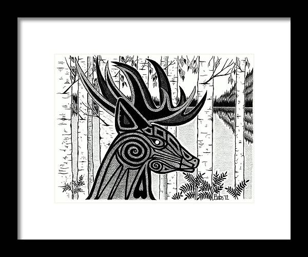 Deer Framed Print featuring the drawing Spirit Of Gentle Strength by Barb Cote