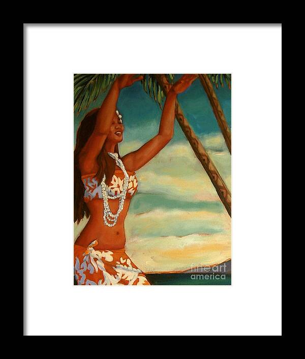 Hula Dancer Painting Framed Print featuring the painting Spirit of Hula Detail by Janet McDonald