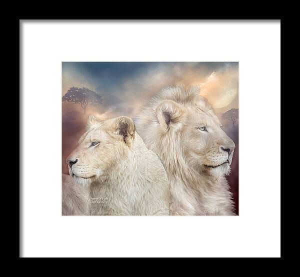 Lion Framed Print featuring the mixed media Spirits Of Light by Carol Cavalaris