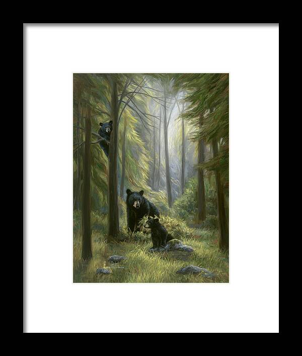 Bear Framed Print featuring the painting Spirits of the Forest by Lucie Bilodeau