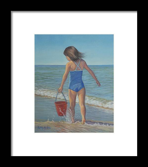 Children Framed Print featuring the painting Splash by Holly Kallie