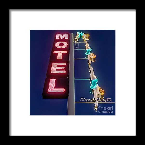 Bright Framed Print featuring the photograph Splashdown Motel by Martin Konopacki