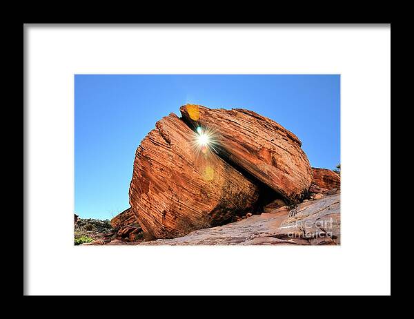 Split Rock Framed Print featuring the photograph Split Rock - Red Rock Canyon Nevada by Mark Valentine