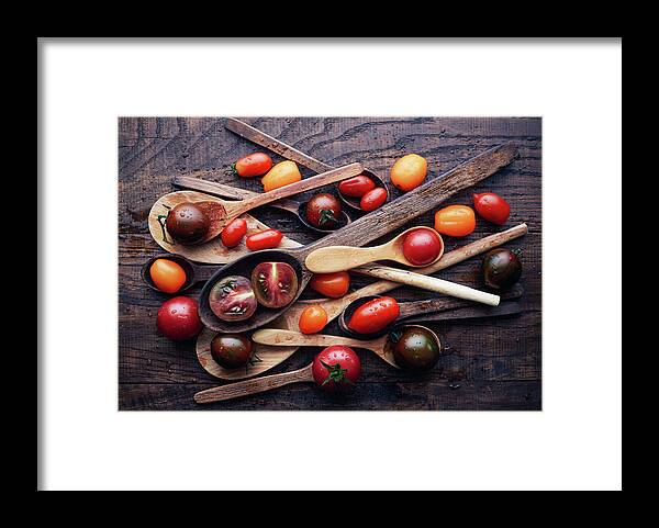 Food Framed Print featuring the photograph Spoons&tomatoes by Aleksandrova Karina